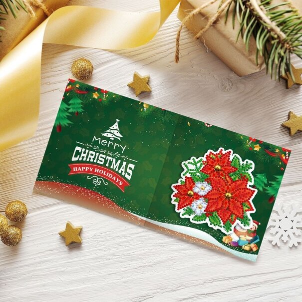 DIY kerst diamond painting wenskaarten set – 8 stuks met enveloppen