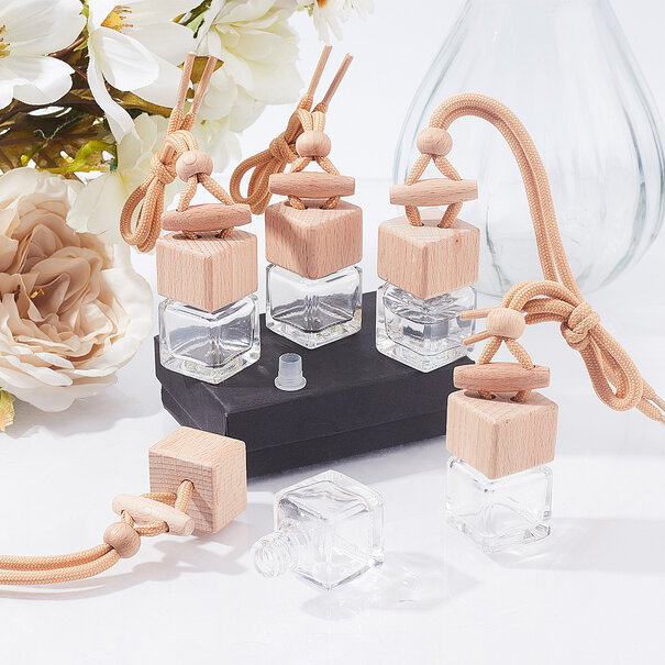 Navulbare glazen parfumflesjes met touwtje – 10 stuks