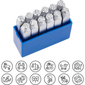 stempelset – 12-delige dierenriem stempeltool (platinakleur)