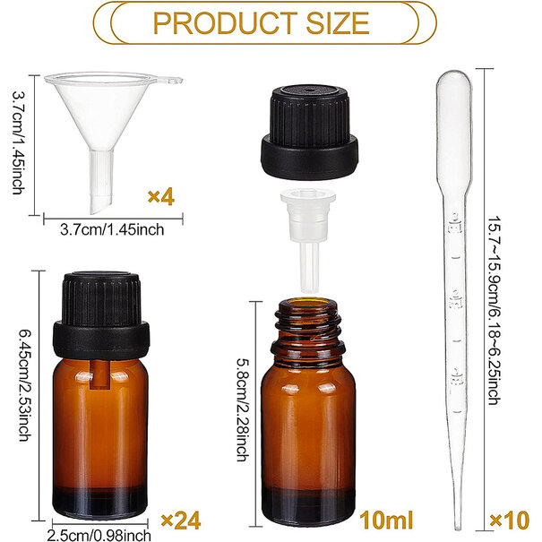 Etherische olie flesjes set – 24 stuks met accessoires