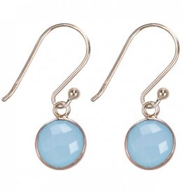 Treasure Silver earrings round 8 mm - gold plated aqua