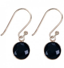 Treasure Silver earrings round 8 mm - gold plated - black onyx