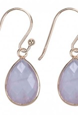 Treasure Silver earrings drop GP 9 x 13 mm rosequartz