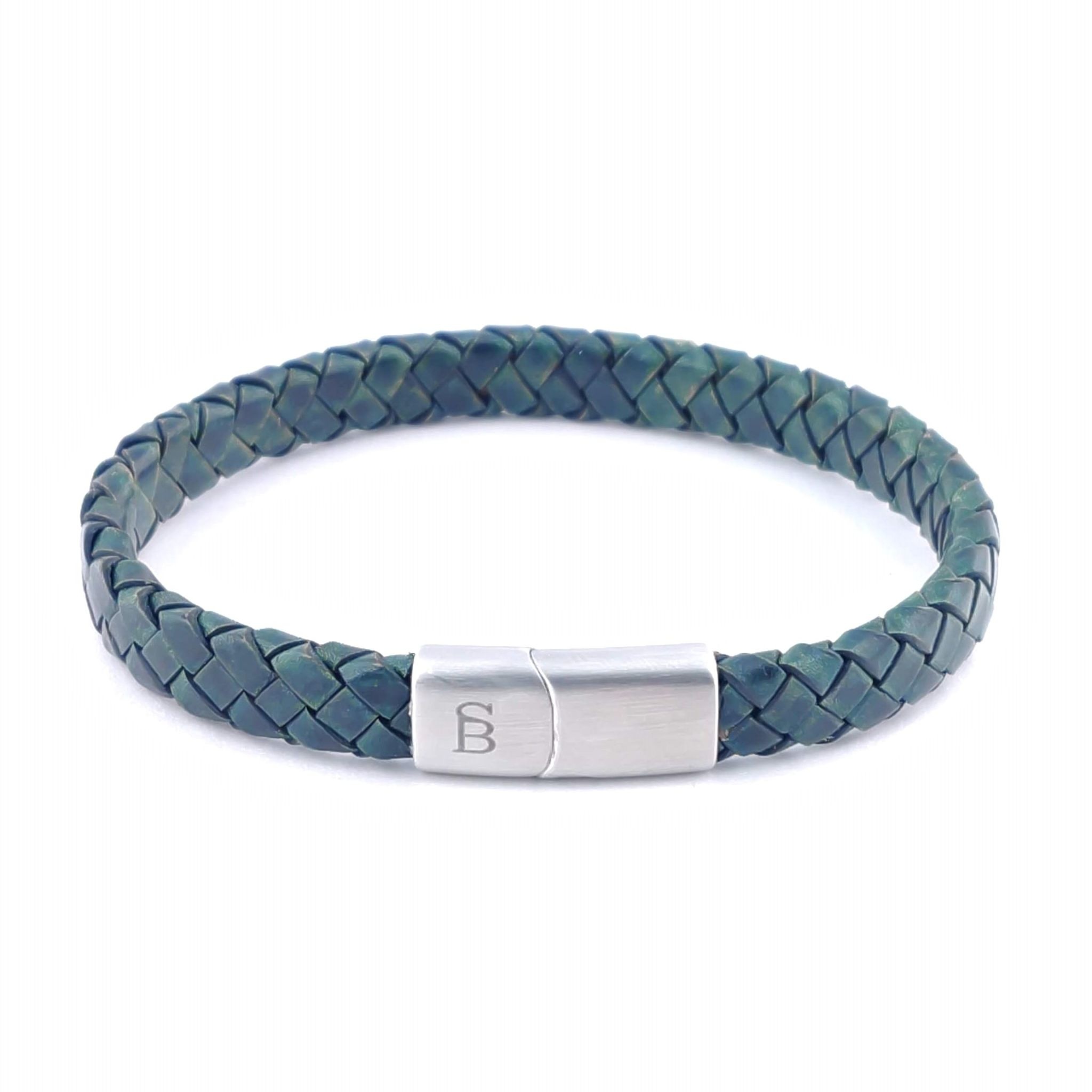 Steel & Barnett Leather bracelet Riley - Dark green - Size S