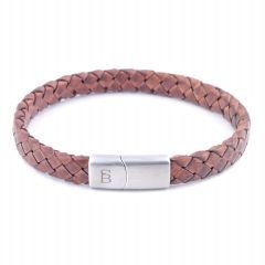 Steel & Barnett Leather bracelet Riley - Caramel - Size L