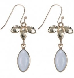 Treasure Silver earrings GP leaves aqua chalcedone