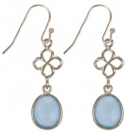 Treasure Silver earrings GP leaves aqua chalcedone