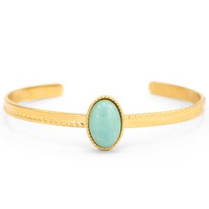 With love With love open bangle gold - Amazonite nature stone