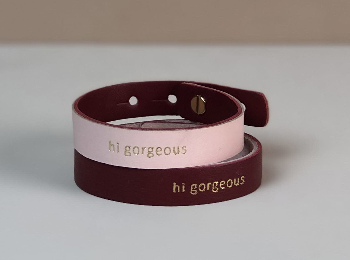 By B+K Leather reversible bracelet - Burgundy / Pink - Hi gorgeous 1,4 x 23 cm