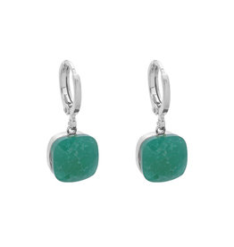 With love Earrings magic green stone - silver