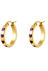 With love Hoops gold - purple hearts 2 cm