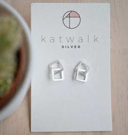 Katwalk Silver Silver earrings double square (SMEF31868)