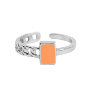 With love Ring enamel orange - silver chain