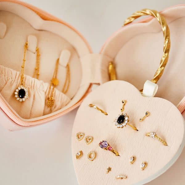 With love Jewellery box heart - pink 10cm x 9cm x 4.50cm