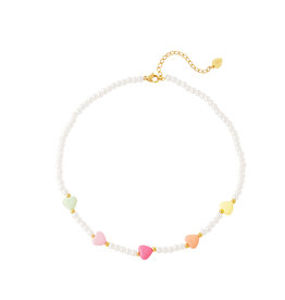 With love Kids necklace white pearls - hearts
