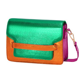 With love Summer bag  multi color metallic green 21cm x 15cm x 5cm