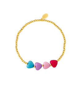 With love Bracelet golden pearls - colored hearts