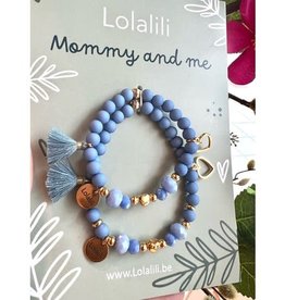 lolalili Lolalili armbandjes mommy and me - handgemaakt blauw hart