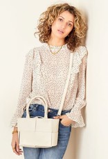 Woven look PU tote - pink