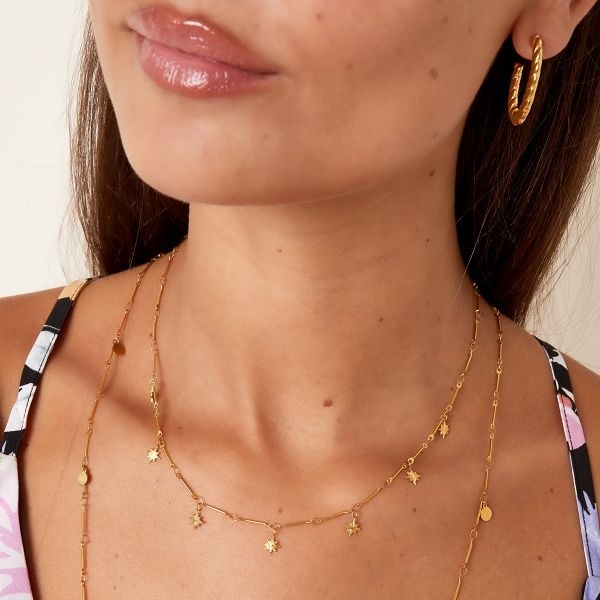 With love Necklace  gold North star