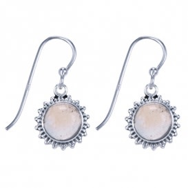 Treasure TT silver earring moonstone  drop with serrated edge 9859m