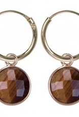 Treasure TT gold earrings - Acc. tiger eye 1920teg