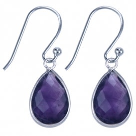 Treasure TT Silver stud earrings amethyst  drop 9921a