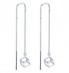Treasure TT silver earring cube long 8532