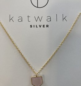Katwalk Silver KWS necklace gold - pentagon pink stone