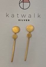 Katwalk Silver KWS earring Gold long circles  (SEMG31871)