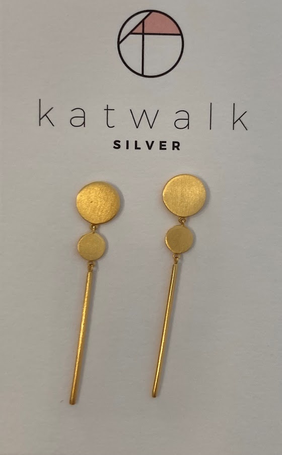 Katwalk Silver KWS earring Gold long circles  (SEMG31871)