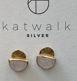 Katwalk Silver KWS earring Gold- pink stone