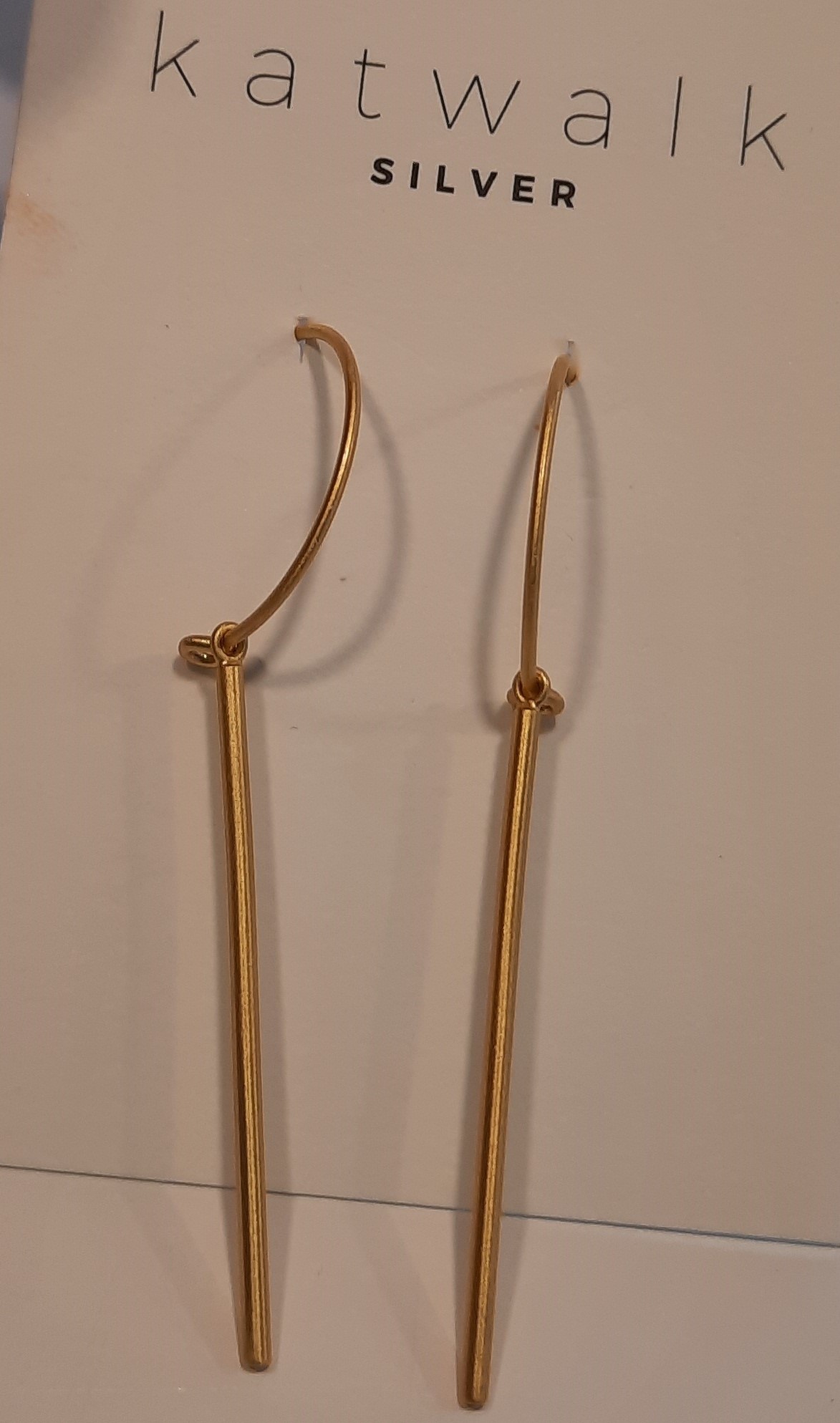 Katwalk Silver KWS earring gold - hoop -hanging bar (SEMG31862)