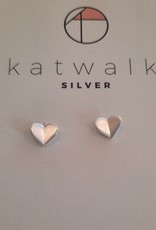 Katwalk Silver KWS earring Silver - Heart with crease (SEMF26667)