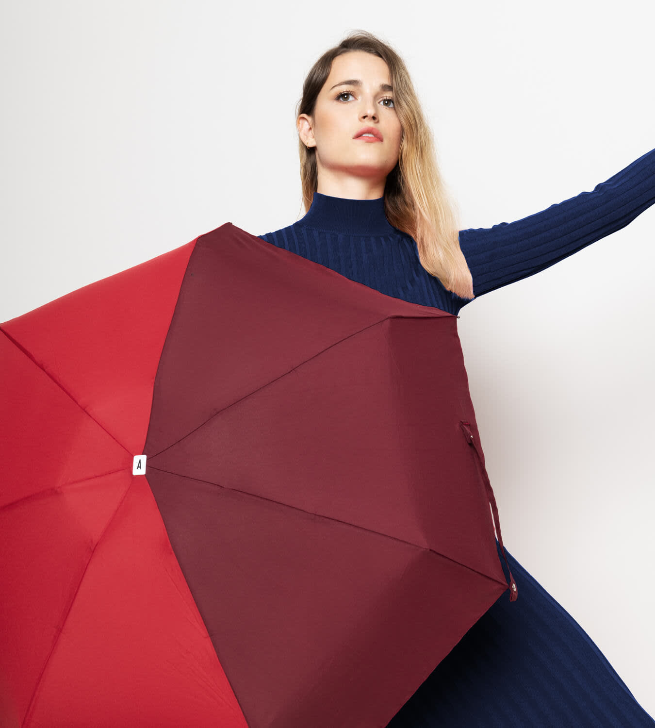 Two tone compact umbrella – JULES - Bordeaux & Red