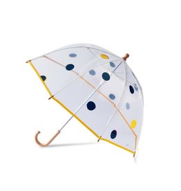 anatole Kids clear dome umbrella – navy and yellow polka dots – YORK