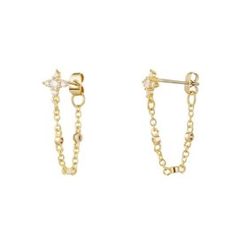With love Earrings chain - gold - star -zirconium
