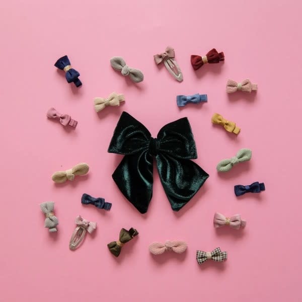 Mimi & Lula Forest green velvet bow clip