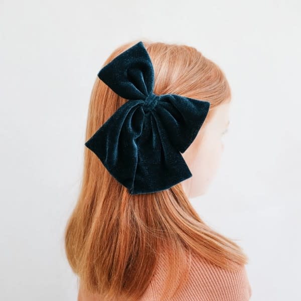 Mimi & Lula Forest green velvet bow clip