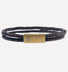 Steel & Barnett Leather Bracelet Denby gold brown M