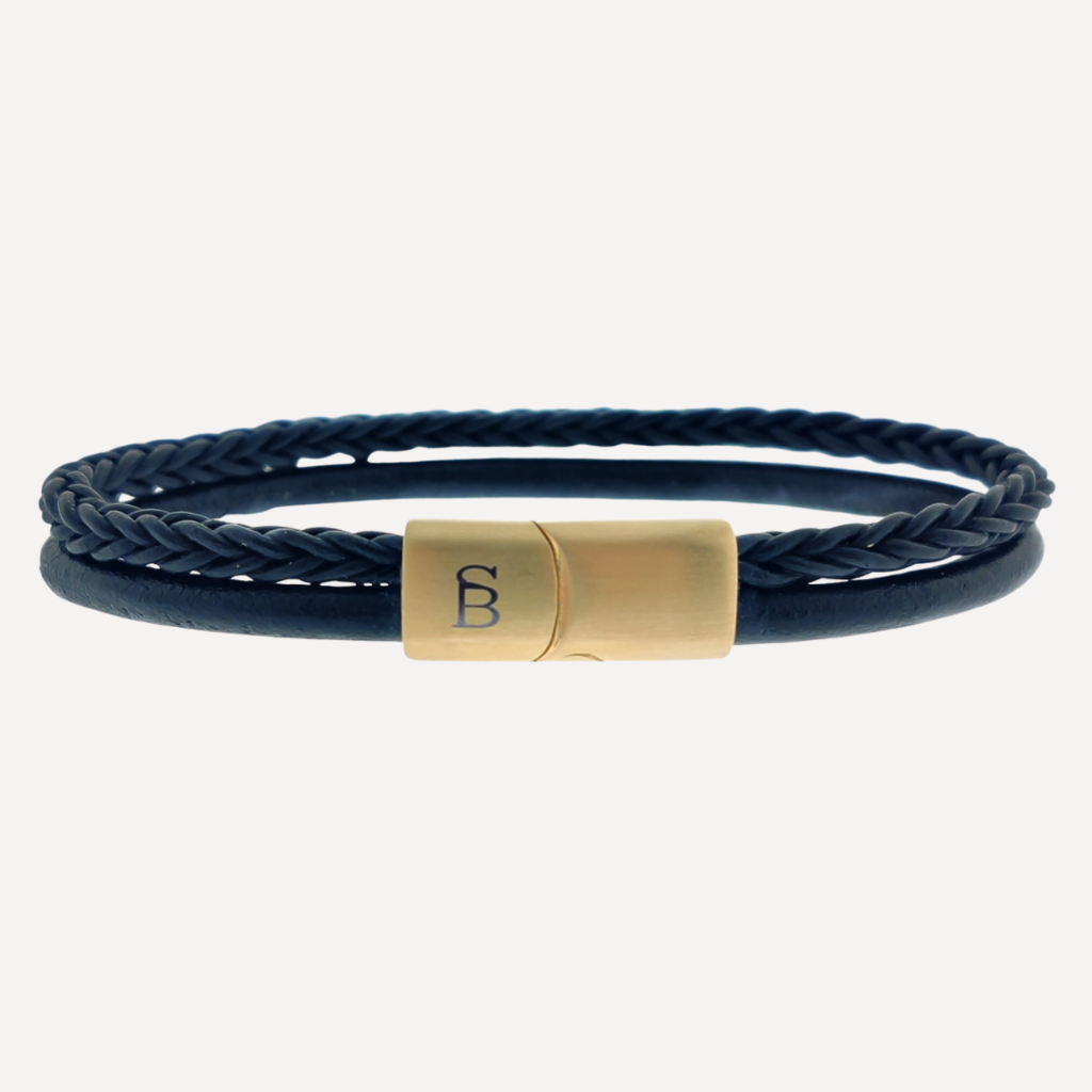 Steel & Barnett Leather Bracelet Denby gold black M