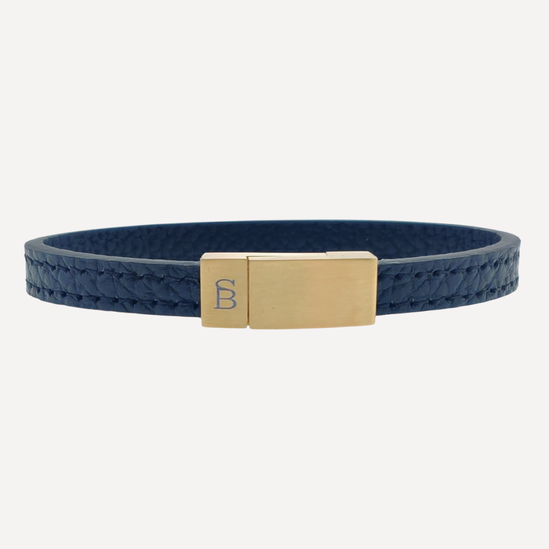Steel & Barnett Leather Bracelet Grady gold black S