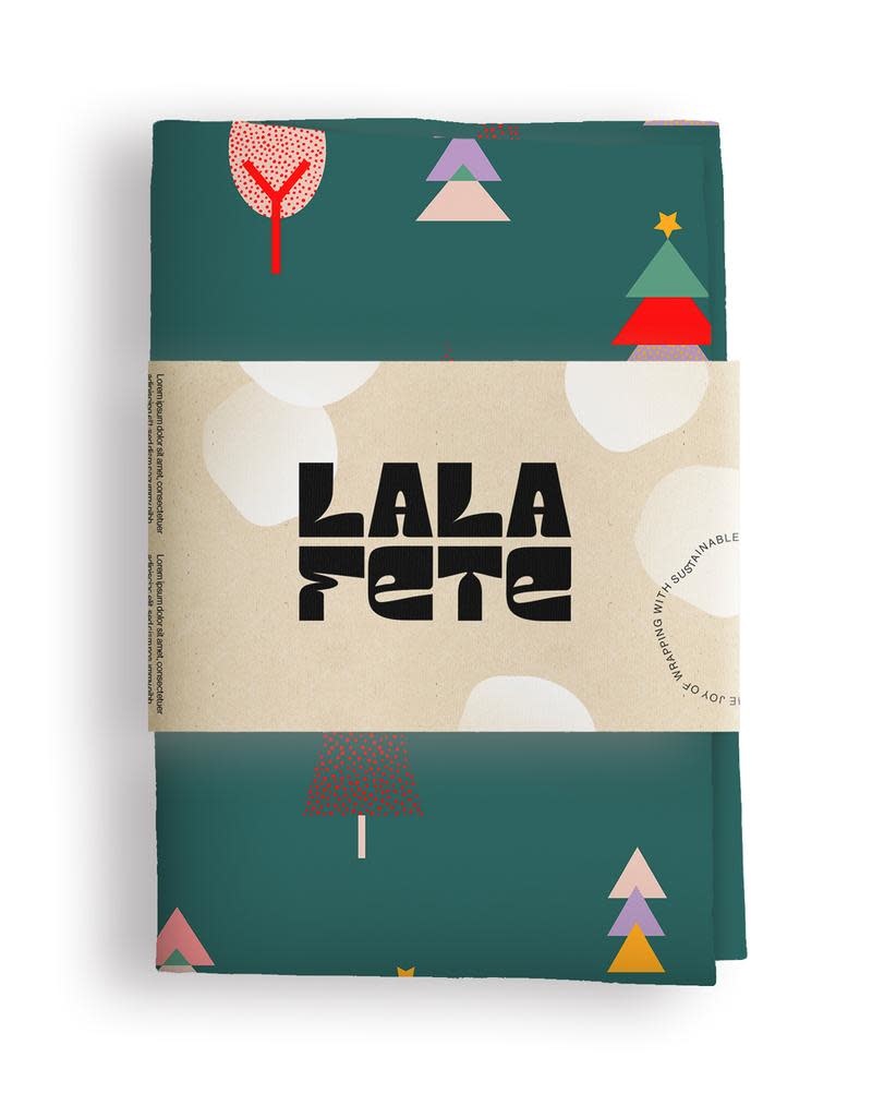La La Fete La La Fete herbruikbare inpakdoek  - Kerst - Groen 70 x 70 cm