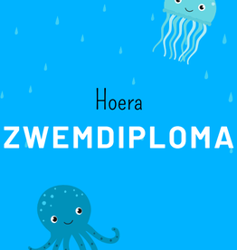 Wenskaart - Hoera zwemdiploma