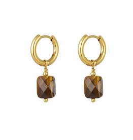 With love Earrings gold - stone - tiger eye