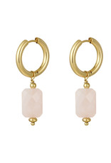 With love Earrings gold Large - stone - soft pink