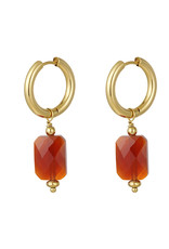 With love Earrings gold Large - stone - red