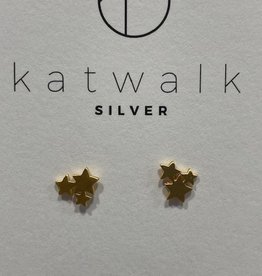 Katwalk Silver KWS earring gold - Stars  (SEMG32233)