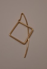 Katwalk Silver KWS earring Gold - square and bar (SEMG31343)