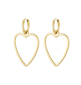 With love Earrings gold - Big heart